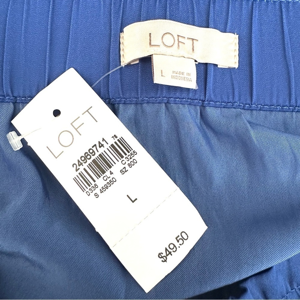 Loft Bright Blue Rounded Hemline Midi Skirt Size Large - Picture 3 of 6